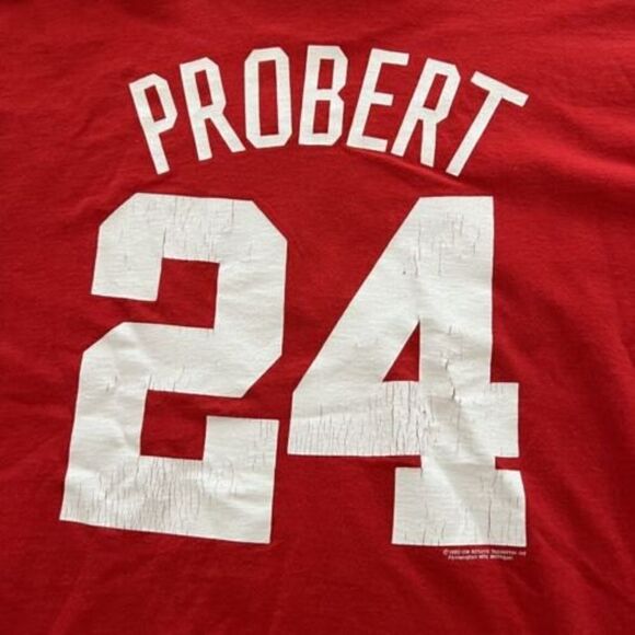 Vintage Detroit Red Wings Probert #24 Size XL FOTL Rare 1990 Shirt Single Stitch - Picture 7 of 8